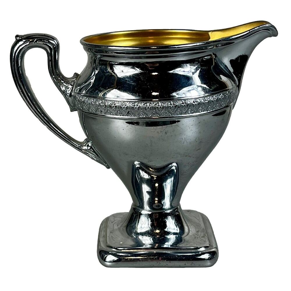 Ornate Manning Bowman & Co. (Meriden, CT) Vintage Silver Plated Copper Creamer